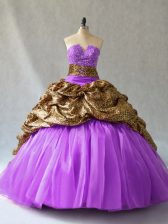 Top Selling Lavender Quinceanera Dress Sweet 16 and Quinceanera with Beading and Pick Ups V-neck Sleeveless Lace Up