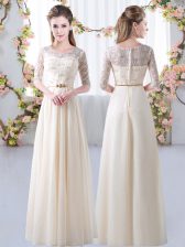 Chic Half Sleeves Lace and Belt Zipper Dama Dress