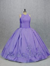 New Arrival Lavender Ball Gowns Embroidery Quinceanera Dresses Zipper Taffeta Sleeveless Floor Length