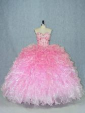  Multi-color Sleeveless Floor Length Beading Lace Up Quinceanera Dress