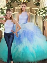  Sleeveless Backless Floor Length Ruffles Quince Ball Gowns