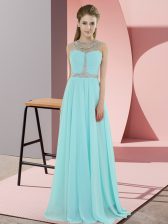  Baby Blue Sleeveless Chiffon Zipper Prom Party Dress for Prom and Party