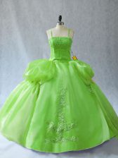 High Quality Vestidos de Quinceanera Sweet 16 and Quinceanera with Appliques Straps Sleeveless Lace Up