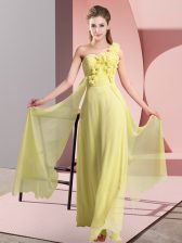 Modern Floor Length Empire Sleeveless Yellow Vestidos de Damas Lace Up