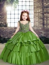  Taffeta Sleeveless Floor Length Pageant Gowns and Beading