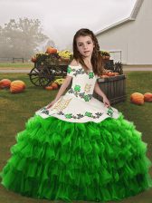 Elegant Floor Length Kids Pageant Dress Straps Sleeveless Lace Up