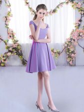  Lavender Vestidos de Damas Wedding Party with Ruching Straps Cap Sleeves Zipper