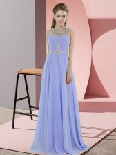  Beading Prom Evening Gown Lavender Zipper Sleeveless Floor Length