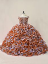 Flare Multi-color Quince Ball Gowns Beading and Ruffles Sleeveless Court Train