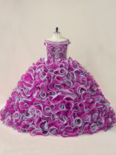  Multi-color Sleeveless Organza Brush Train Lace Up Quinceanera Dress for Sweet 16 and Quinceanera