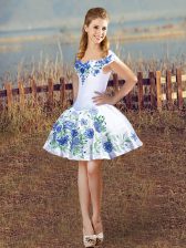  Embroidery Dress for Prom White Sleeveless Mini Length