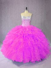  Lilac Sleeveless Organza Lace Up Sweet 16 Dress for Sweet 16 and Quinceanera