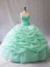 Fantastic Sleeveless Lace Up Floor Length Beading and Pick Ups Quince Ball Gowns