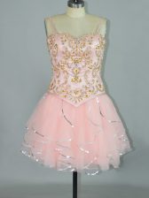 Designer Sleeveless Beading and Ruffles Lace Up Homecoming Dress
