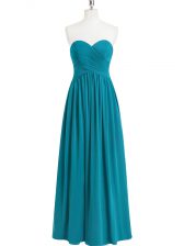  Teal Prom Gown Prom and Party with Ruching Sweetheart Sleeveless Zipper