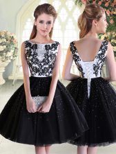  Mini Length Lace Up Prom Party Dress Black for Prom and Party with Beading and Lace