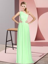 Sexy Chiffon Lace Up Evening Dress Sleeveless Floor Length Ruching