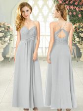 Colorful Sleeveless Criss Cross Ankle Length Ruching Dress for Prom