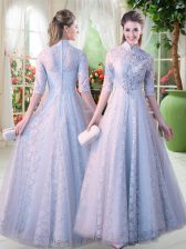  Half Sleeves Beading Zipper Prom Party Dress
