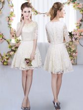 Colorful Champagne Half Sleeves Belt Mini Length Vestidos de Damas