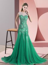 On Sale Tulle Sleeveless Homecoming Dress Sweep Train and Beading and Appliques