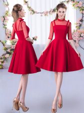 Fitting Half Sleeves Ruching Zipper Dama Dress