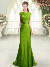 Custom Design Green Mermaid Beading and Lace Prom Dress Backless Sleeveless