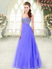  Tulle Sleeveless Floor Length Prom Evening Gown and Beading