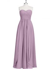 Best Selling Purple Zipper Sweetheart Ruching Chiffon Sleeveless