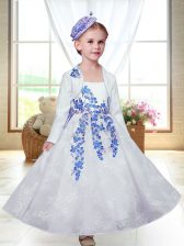  Ankle Length A-line Sleeveless White Flower Girl Dresses for Less Zipper