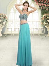 Stunning Sweetheart Sleeveless Backless Homecoming Dress Aqua Blue Chiffon