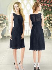 Hot Selling Sleeveless Knee Length Zipper in Black with Lace