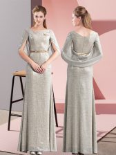 Suitable Floor Length Grey Half Sleeves Belt