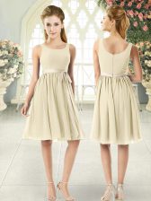 Vintage Scoop Sleeveless Zipper Dress for Prom Light Yellow Chiffon