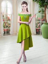 Delicate Off The Shoulder Sleeveless Zipper Prom Dresses Light Yellow Satin