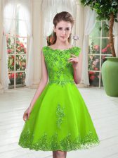 Pretty Tulle Sleeveless Knee Length Prom Gown and Beading and Appliques