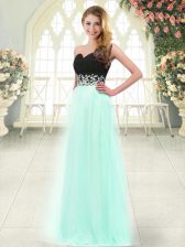  Sweetheart Sleeveless Prom Gown Floor Length Appliques Apple Green Tulle