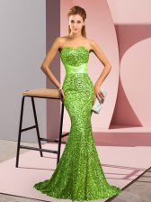 Luxury Sweep Train Mermaid Homecoming Dress Sweetheart Sequined Sleeveless Zipper
