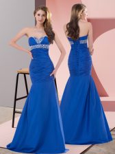  Satin Sleeveless Floor Length Prom Dress and Beading and Ruching