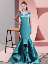  Sleeveless Sweep Train Zipper Beading and Lace Dress for Prom