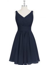 Fantastic V-neck Sleeveless Zipper Homecoming Dress Black Chiffon
