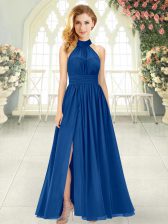  Sleeveless Ruching Zipper Prom Gown