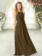 Top Selling Scoop Sleeveless Zipper Brown Chiffon