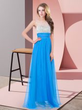  Baby Blue Sleeveless Beading Floor Length Prom Dress