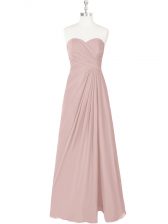Latest Sleeveless Zipper Floor Length Ruching Prom Party Dress