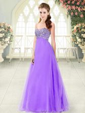 Wonderful Lavender Lace Up Sweetheart Beading Prom Dress Tulle Sleeveless