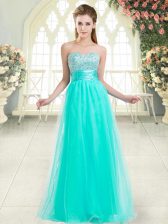 Hot Sale Aqua Blue Prom Dress Prom and Party with Beading Sweetheart Sleeveless Lace Up