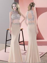 Custom Design High-neck Sleeveless Satin Beading Backless