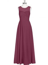 Fantastic Sleeveless Zipper Floor Length Ruching Prom Evening Gown