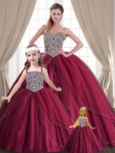 Hot Selling Sweetheart Sleeveless Tulle Quinceanera Gown Beading Lace Up